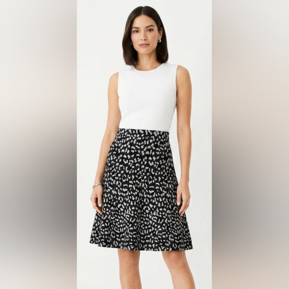 MICHAEL Michael Kors Metallic Leopard Print Knit A-Line Skirt Size L
